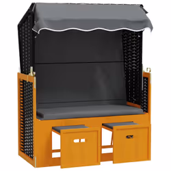 VidaXL 318658 sedia da esterno Terrazzo Seduta imbottita Legno di pino, Poliestere, Rattan sintetico Nero, Bianco - Vista aggiuntiva 4