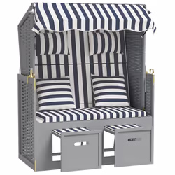 VidaXL 318660 sedia da esterno Terrazzo Seduta imbottita Legno di pino, Poliestere, Rattan sintetico Blu, Grigio, Bianco - Vista aggiuntiva 4