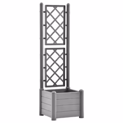 vidaXL Fioriera da Giardino con Graticcio 43x43x142cm PP Grigio Pietra - Vista aggiuntiva 2