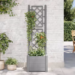 vidaXL Fioriera da Giardino con Graticcio 43x43x142cm PP Grigio Pietra - Vista aggiuntiva 3