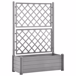 vidaXL Fioriera da Giardino e Graticcio 100x43x142 cm PP Grigio Pietra - Vista aggiuntiva 2