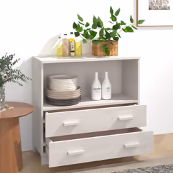 vidaXL Credenza HAMAR Bianca 85x35x80 cm in Legno Massello di Pino - Vista aggiuntiva 3