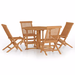 vidaXL Set da Pranzo Pieghevole per Esterni 5pz Legno Massello di Teak - Vista aggiuntiva 2