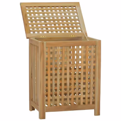 vidaXL Cesto del Bucato 50x35x60 cm in Legno Massello di Teak - Vista aggiuntiva 2
