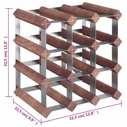 VidaXL 340891 scaffale per vino Acciaio, Legno Marrone - Vista aggiuntiva 8