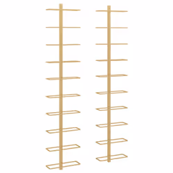 Portavini da Parete per 10 Bottiglie 2 pz Dorato in Metallocod mxl 82236