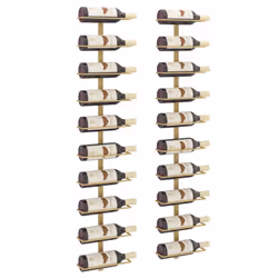 Portavini da Parete per 10 Bottiglie 2 pz Dorato in Metallocod mxl 82236