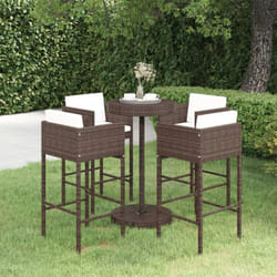 Les Tendances - Set da Bar da Giardino 5 pz con Cuscini in Polyrattan Marrone