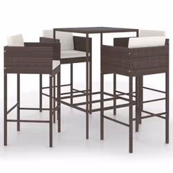 vidaXL Set da Bar da Giardino 5 pz con Cuscini in Polyrattan Marrone - Vista aggiuntiva 2
