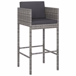 vidaXL Set da Bar da Giardino 5 pz con Cuscini in Polyrattan Grigio - Vista aggiuntiva 3