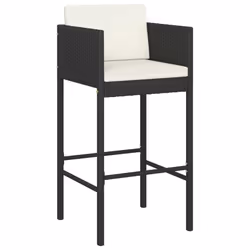 vidaXL Set Bar da Giardino 5 pz con Cuscini in Polyrattan Nero - Vista aggiuntiva 3