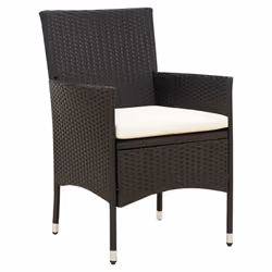 vidaXL Set da Pranzo da Giardino 7 pz con Cuscini in Polyrattan Nero - Vista aggiuntiva 3