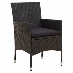 vidaXL Set da Pranzo da Giardino 9 pz con Cuscini in Polyrattan Nero - Vista aggiuntiva 3