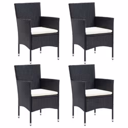 vidaXL Set da Pranzo da Giardino 5 pz con Cuscini in Polyrattan Nero - Vista aggiuntiva 3