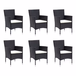 vidaXL Set da Pranzo da Giardino 7 pz Nero con Cuscini in Polyrattan - Vista aggiuntiva 3