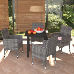 vidaXL Set da Pranzo per Giardino 5 pz con Cuscini Polyrattan Grigio
