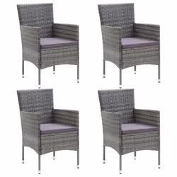 vidaXL Set da Pranzo per Giardino 5 pz con Cuscini Polyrattan Grigio - Vista aggiuntiva 3