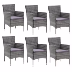 vidaXL Set da Pranzo da Giardino 7 pz con Cuscini in Polyrattan Grigio - Vista aggiuntiva 3