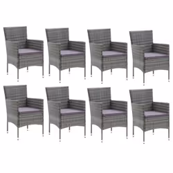 vidaXL Set Pranzo da Giardino 9 pz con Cuscini in Polyrattan Grigio - Vista aggiuntiva 3
