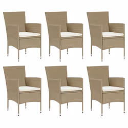 vidaXL Set da Pranzo da Giardino 7 pz con Cuscini in Polyrattan Beige - Vista aggiuntiva 3
