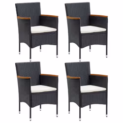 vidaXL Set da Pranzo per Giardino 5 pz con Cuscini Polyrattan Nero - Vista aggiuntiva 3