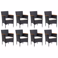 vidaXL Set Pranzo da Giardino 9 pz con Cuscini in Polyrattan Nero - Vista aggiuntiva 3