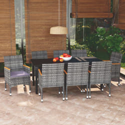 Vidaxl - Set Pranzo da Giardino 9 pz con Cuscini in Polyrattan Grigio