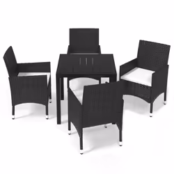 Set da Pranzo per Giardino 5 pz con Cuscini Polyrattan Nerocod mxl 93442 - Vista aggiuntiva 2