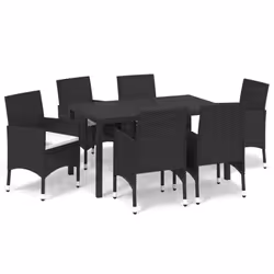 Set da Pranzo per Giardino 7 pz con Cuscini Polyrattan Nerocod mxl 93441 - Vista aggiuntiva 2