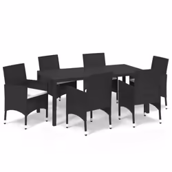 Set da Pranzo per Giardino 7 pz con Cuscini Polyrattan Nerocod mxl 69433 - Vista aggiuntiva 2