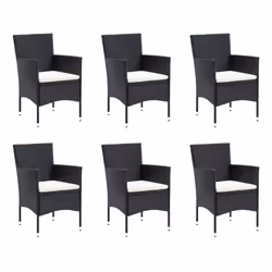 Set da Pranzo per Giardino 7 pz con Cuscini Polyrattan Nerocod mxl 69433 - Vista aggiuntiva 3