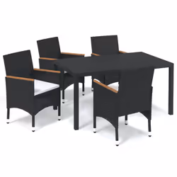Set da Pranzo per Giardino 5 pz con Cuscini Polyrattan Nerocod mxl 117405 - Vista aggiuntiva 2