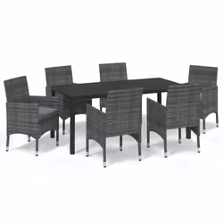 Set da Pranzo per Giardino 7 pz con Cuscini Polyrattan Grigiocod mxl 93741 - Vista aggiuntiva 2