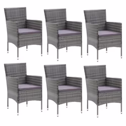 Set da Pranzo per Giardino 7 pz con Cuscini Polyrattan Grigiocod mxl 93741 - Vista aggiuntiva 3