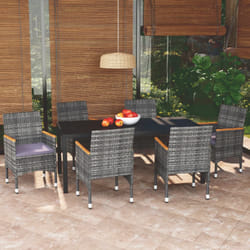 Set da Pranzo per Giardino 7 pz con Cuscini Polyrattan Grigiocod mxl 93733