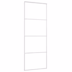 vidaXL Porta Scorrevole in Vetro ESG e Alluminio 75x205 cm Bianca - Vista aggiuntiva 3