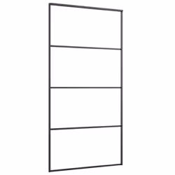 vidaXL Porta Scorrevole in Vetro ESG e Alluminio 102,5x205 cm Nera - Vista aggiuntiva 3