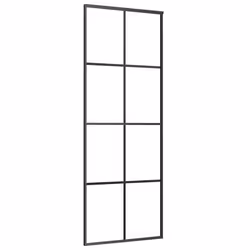 vidaXL Porta Scorrevole Nera 76x205 cm in Vetro ESG e Alluminio - Vista aggiuntiva 2