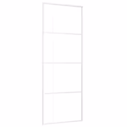 vidaXL Porta Scorrevole ESG Vetro e Alluminio 75x205 cm Bianca - Vista aggiuntiva 2