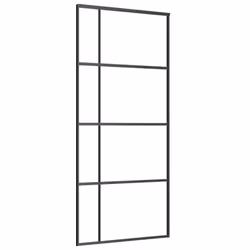 vidaXL Porta Scorrevole in Vetro ESG e Alluminio 90x205 cm Nera - Vista aggiuntiva 2