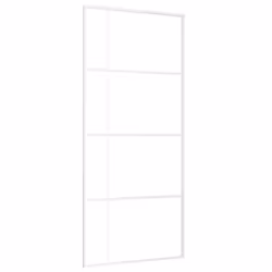 vidaXL Porta Scorrevole in Vetro ESG e Alluminio 90x205 cm Bianca - Vista aggiuntiva 2