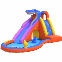 Godetevi la vostra ua fresca estate con questo acquascivolo gonfiabile della Happy Hop! Questo scivolo d'acqua con piscina pe ...