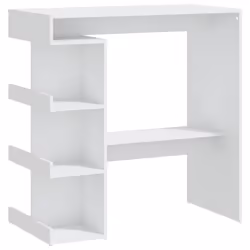 vidaXL Tavolo da Bar con Ripiani Bianco 100x50x101,5 cm in Truciolato - Vista aggiuntiva 2