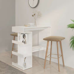 vidaXL Tavolo da Bar con Ripiani Bianco Lucido 100x50x101,5 cm