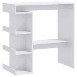 vidaXL Tavolo da Bar con Ripiani Bianco Lucido 100x50x101,5 cm - Vista aggiuntiva 2