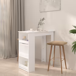 vidaXL Tavolino da Bar con Mensole Bianco 102x50x103,5 cm Truciolato - Vista aggiuntiva 3