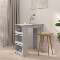 vidaXL Tavolino da Bar con Portaoggetti Grigio Cemento 102x50x103,5 cm - Vista aggiuntiva 3