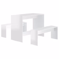 vidaXL Set da Pranzo 3 Pz Bianco Lucido in Truciolato - Vista aggiuntiva 2