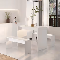 vidaXL Set da Pranzo 3 Pz Bianco Lucido in Truciolato - Vista aggiuntiva 3
