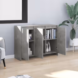 vidaXL Credenza Grigio Cemento 102x33x75 cm in Truciolato - Vista aggiuntiva 3